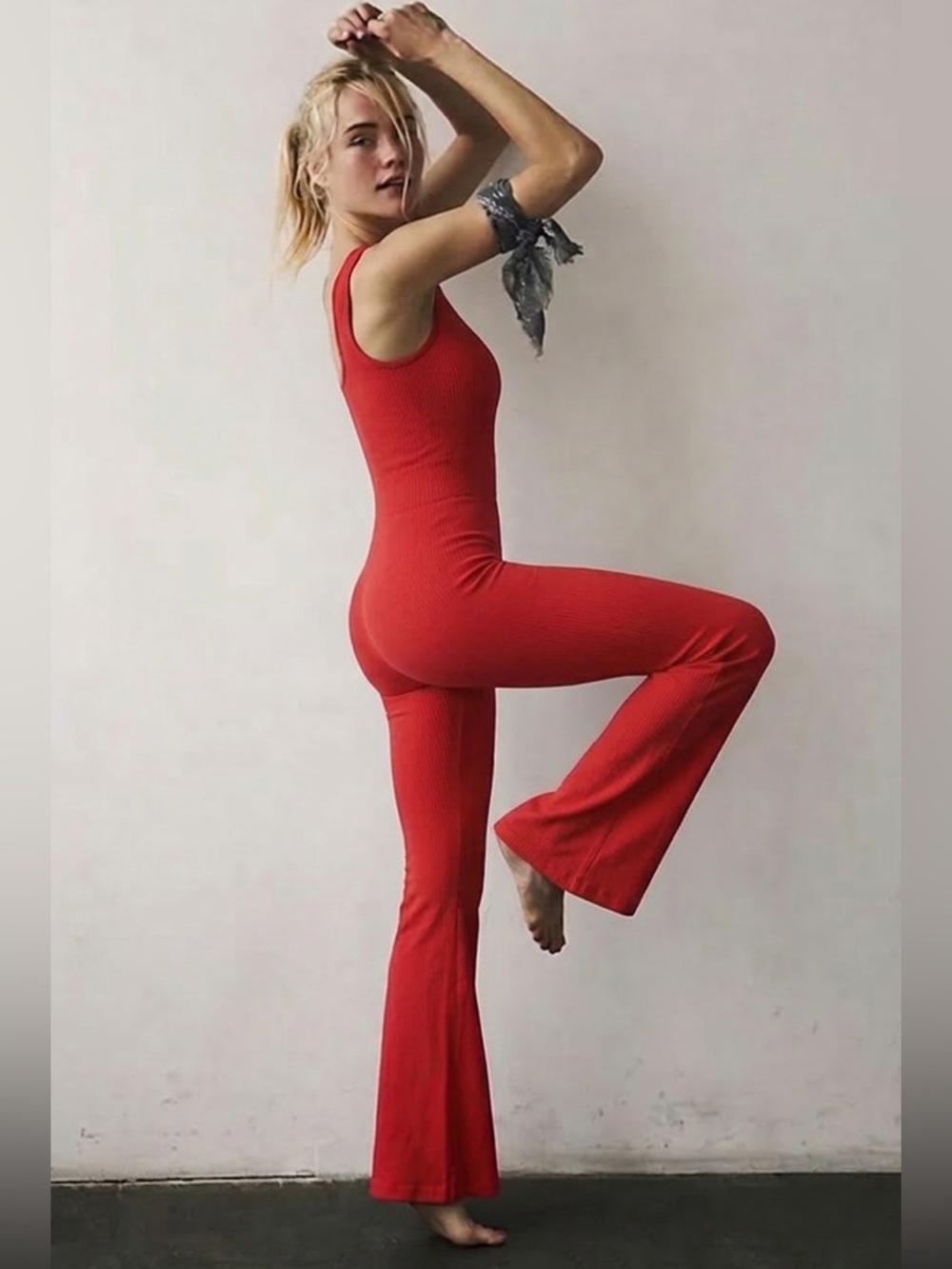 FP Movement Good Karma Flared Onesie Red M/L NWOT